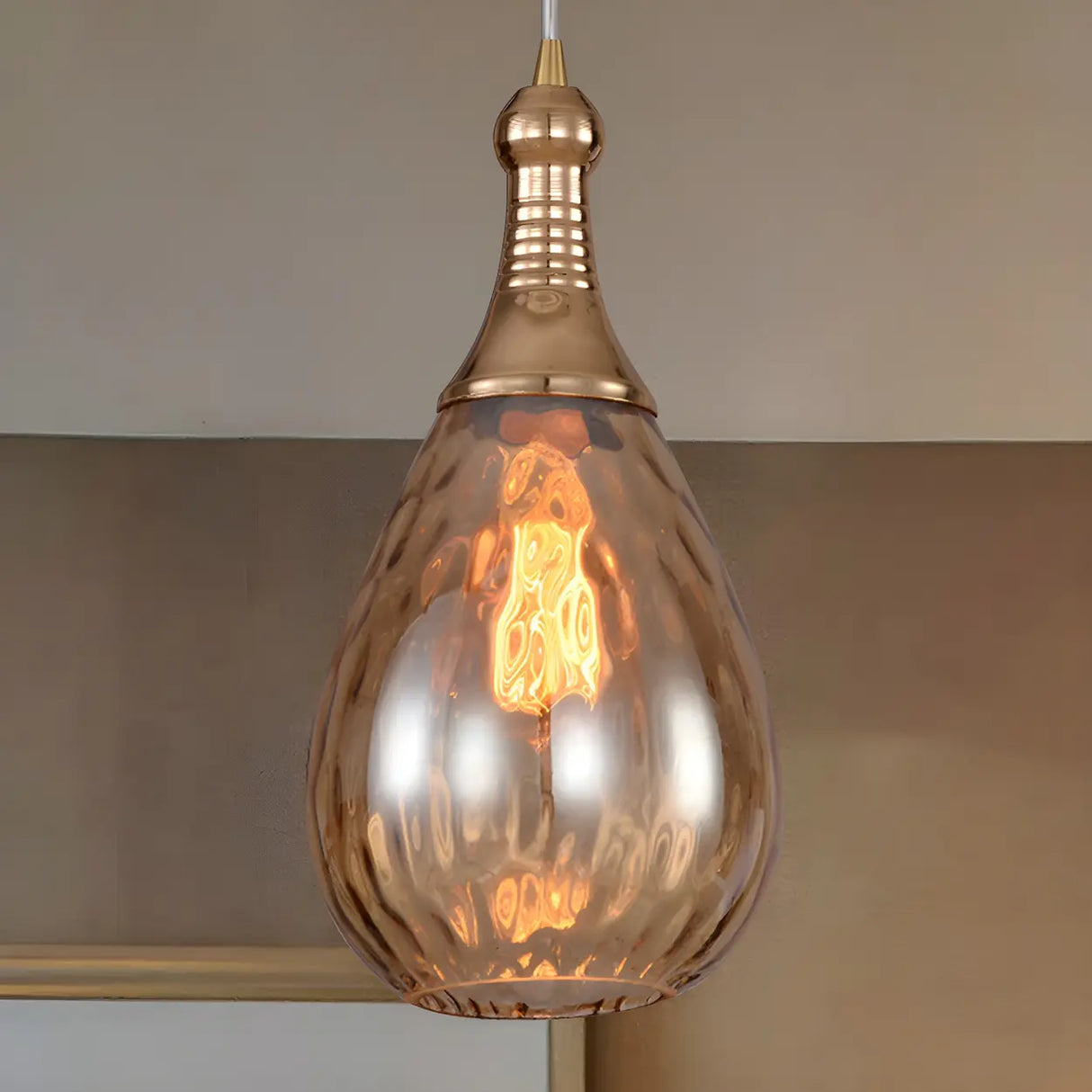 Industrial Glass Teardrop-Shaped Hanging Pendant Light Image - 21