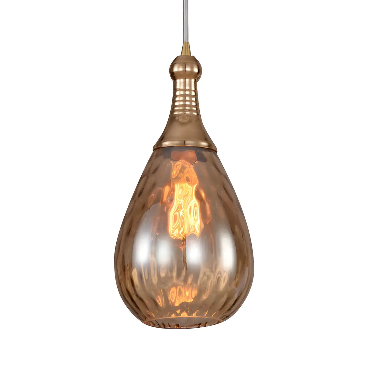 Industrial Glass Teardrop-Shaped Hanging Pendant Light Image - 24