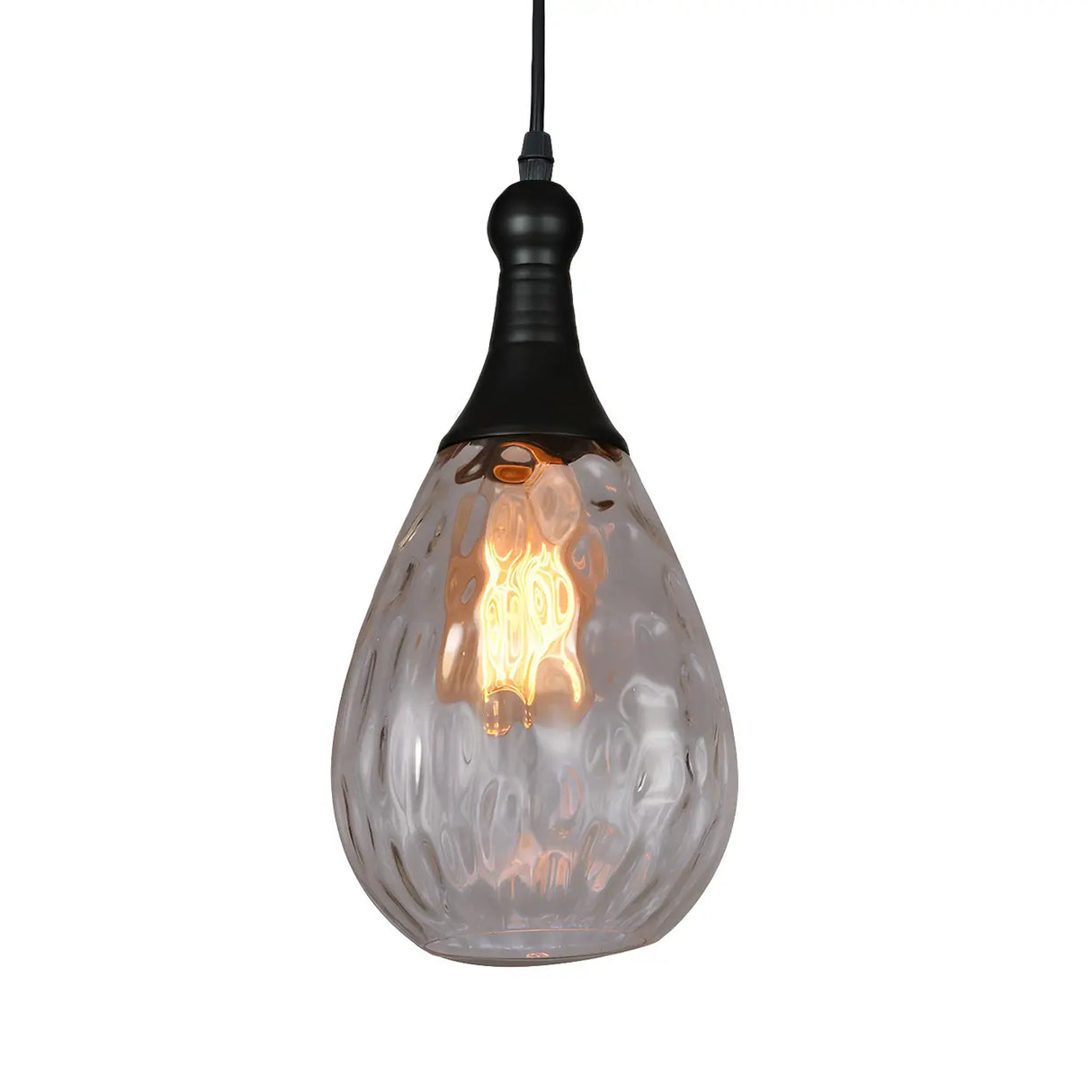 Industrial Glass Teardrop-Shaped Hanging Pendant Light Image - 4
