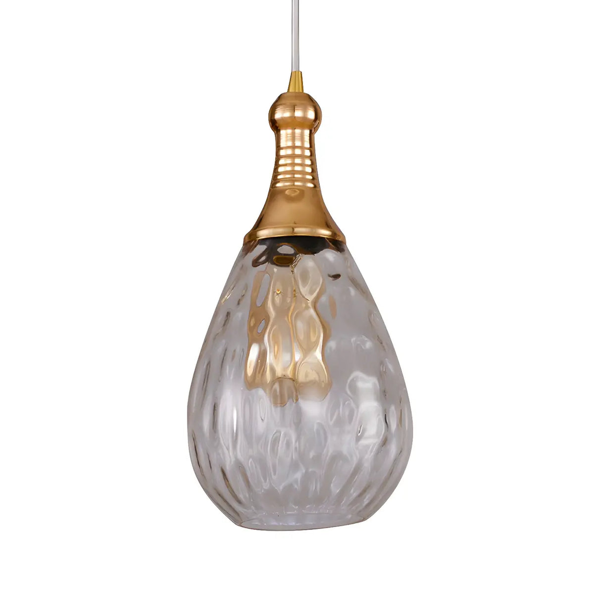 Industrial Glass Teardrop-Shaped Hanging Pendant Light Image - 8