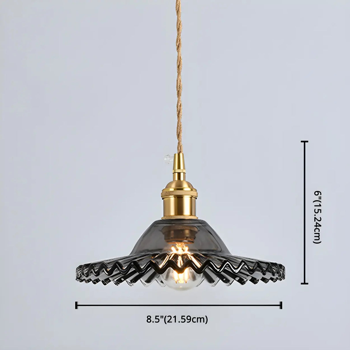 Industrial Glass Wrinkle Saucer-Shaped Pendant Light Image - 11