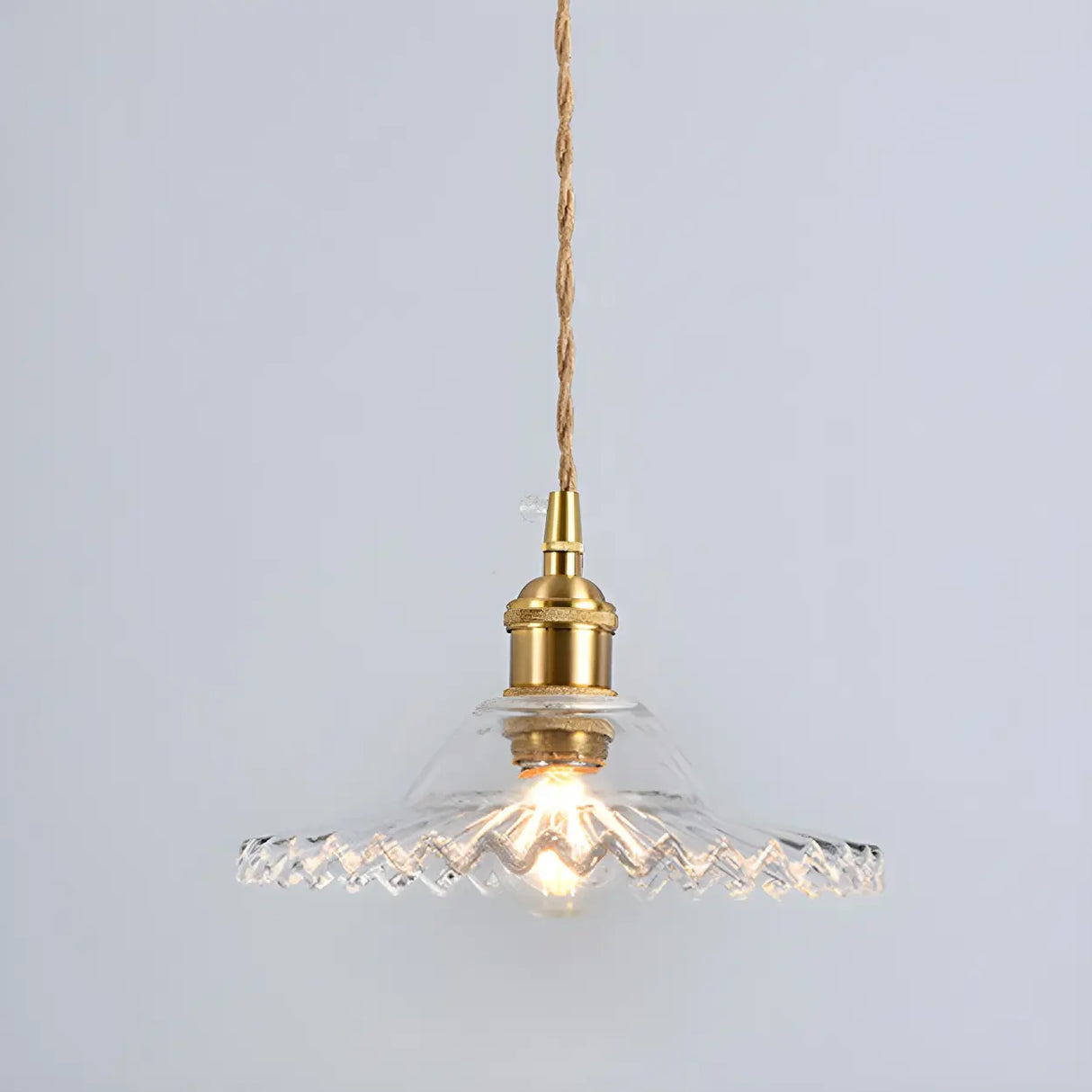 Industrial Glass Wrinkle Saucer-Shaped Pendant Light Image - 3
