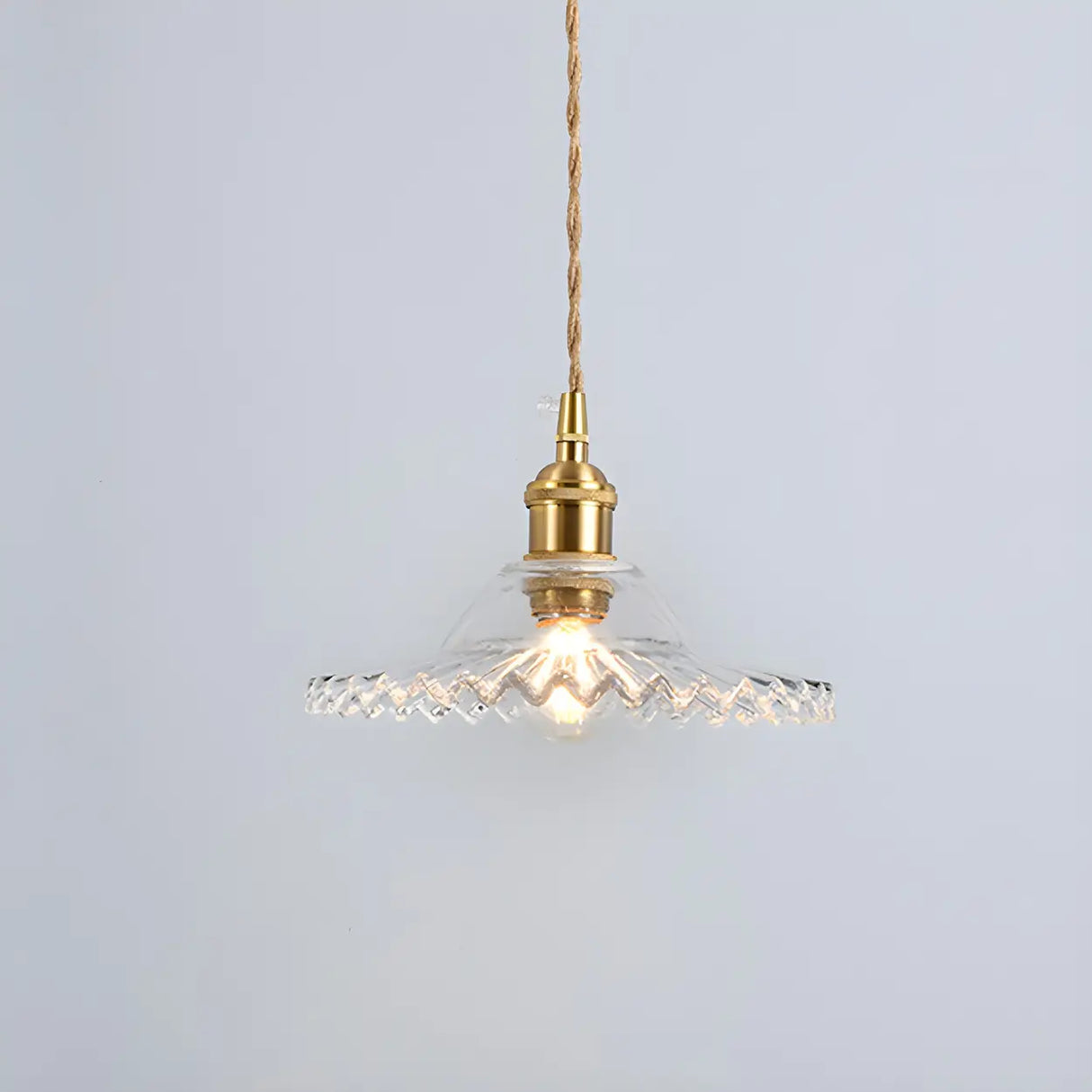 Industrial Glass Wrinkle Saucer-Shaped Pendant Light Image - 4
