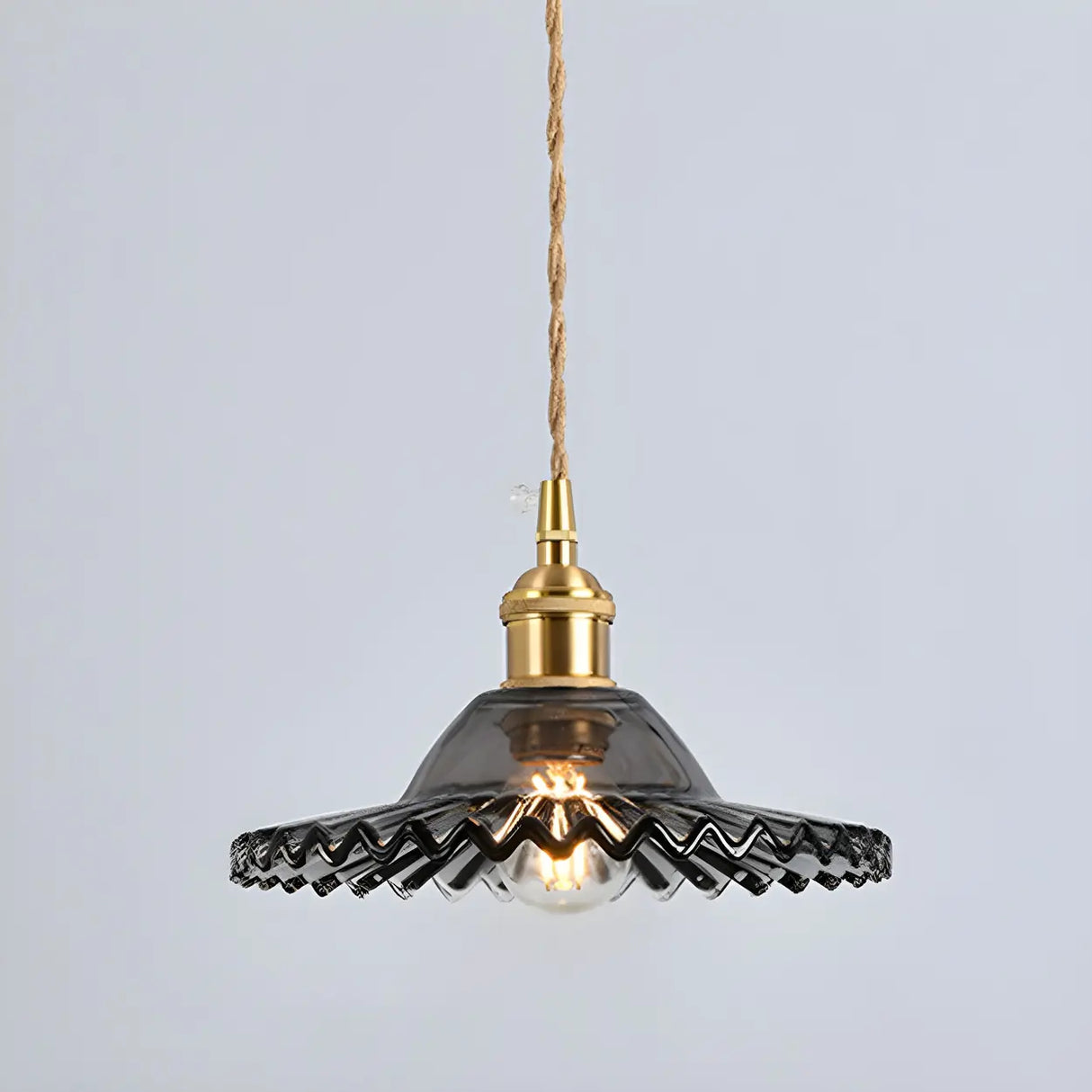 Industrial Glass Wrinkle Saucer-Shaped Pendant Light Image - 5