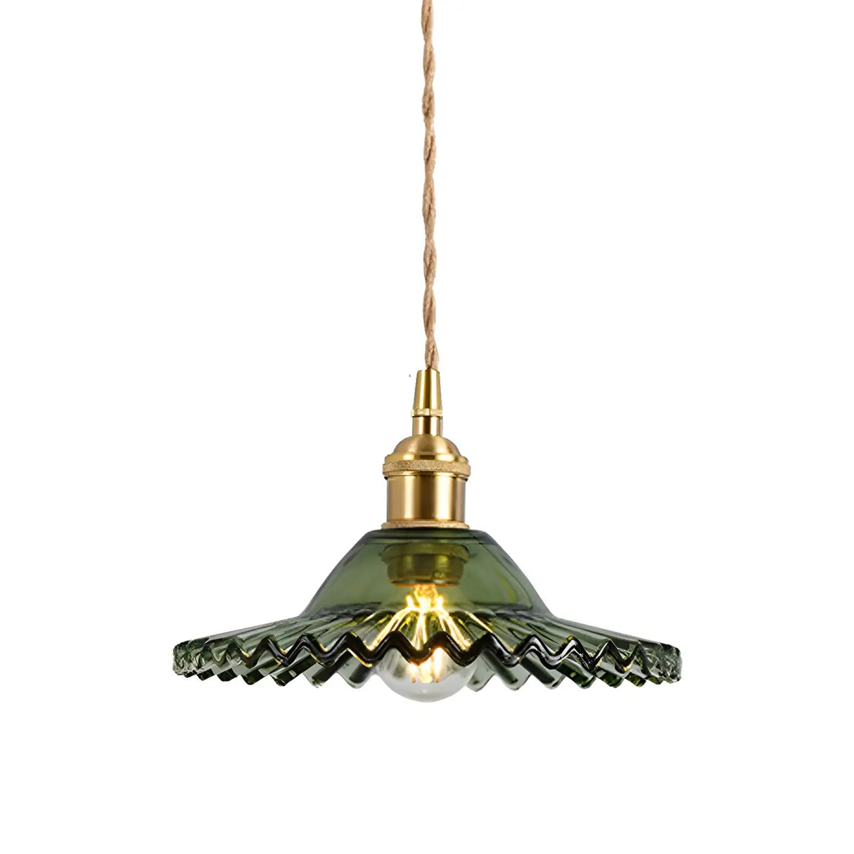 Industrial Glass Wrinkle Saucer-Shaped Pendant Light Image - 8