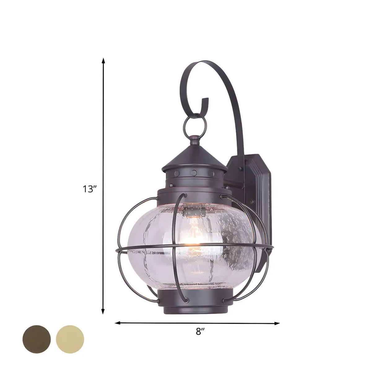 Industrial Globe Bronze Glass Exterior Wall Sconce Light Image - 13