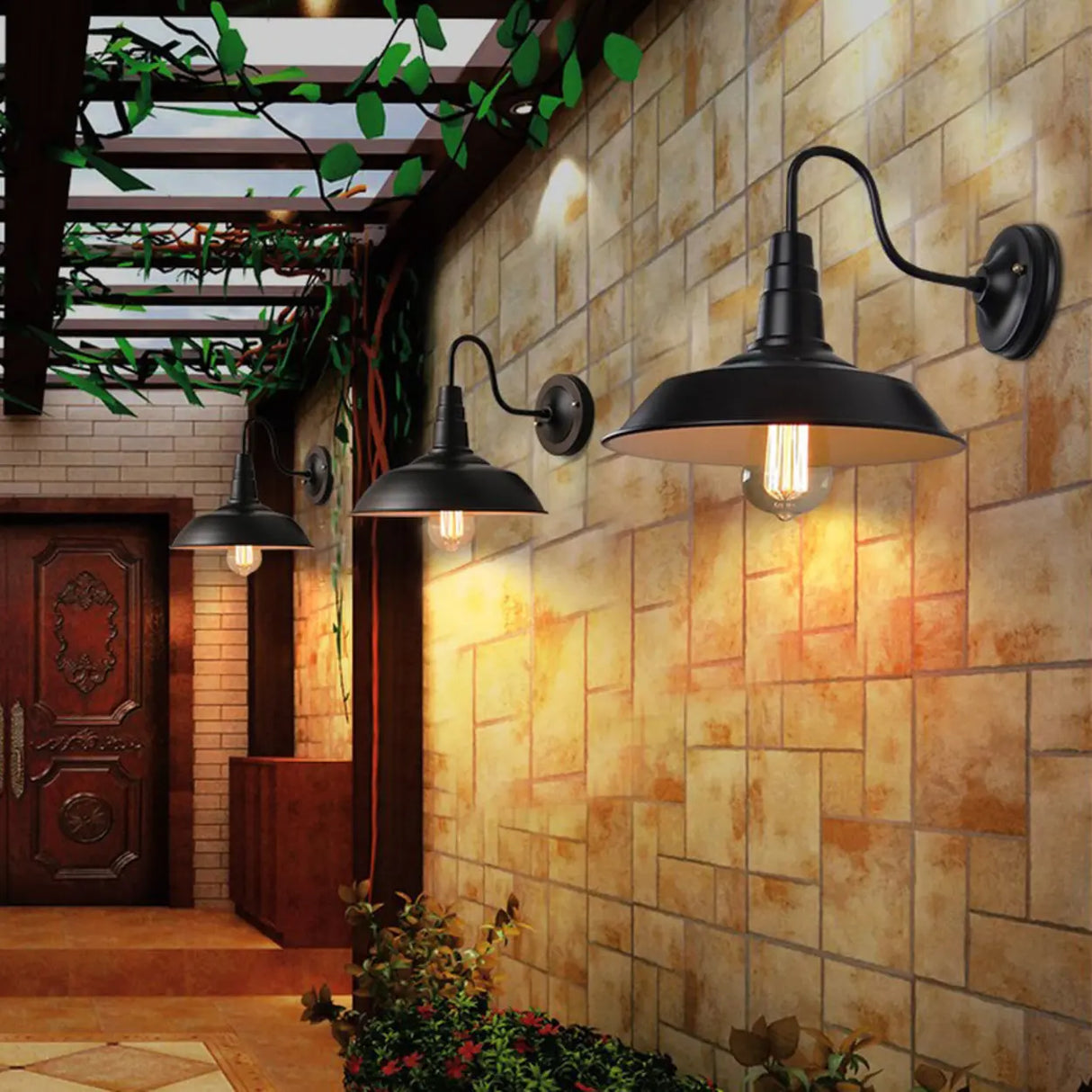 Industrial Gooseneck Black LED Metal Wall Sconce Image - 3