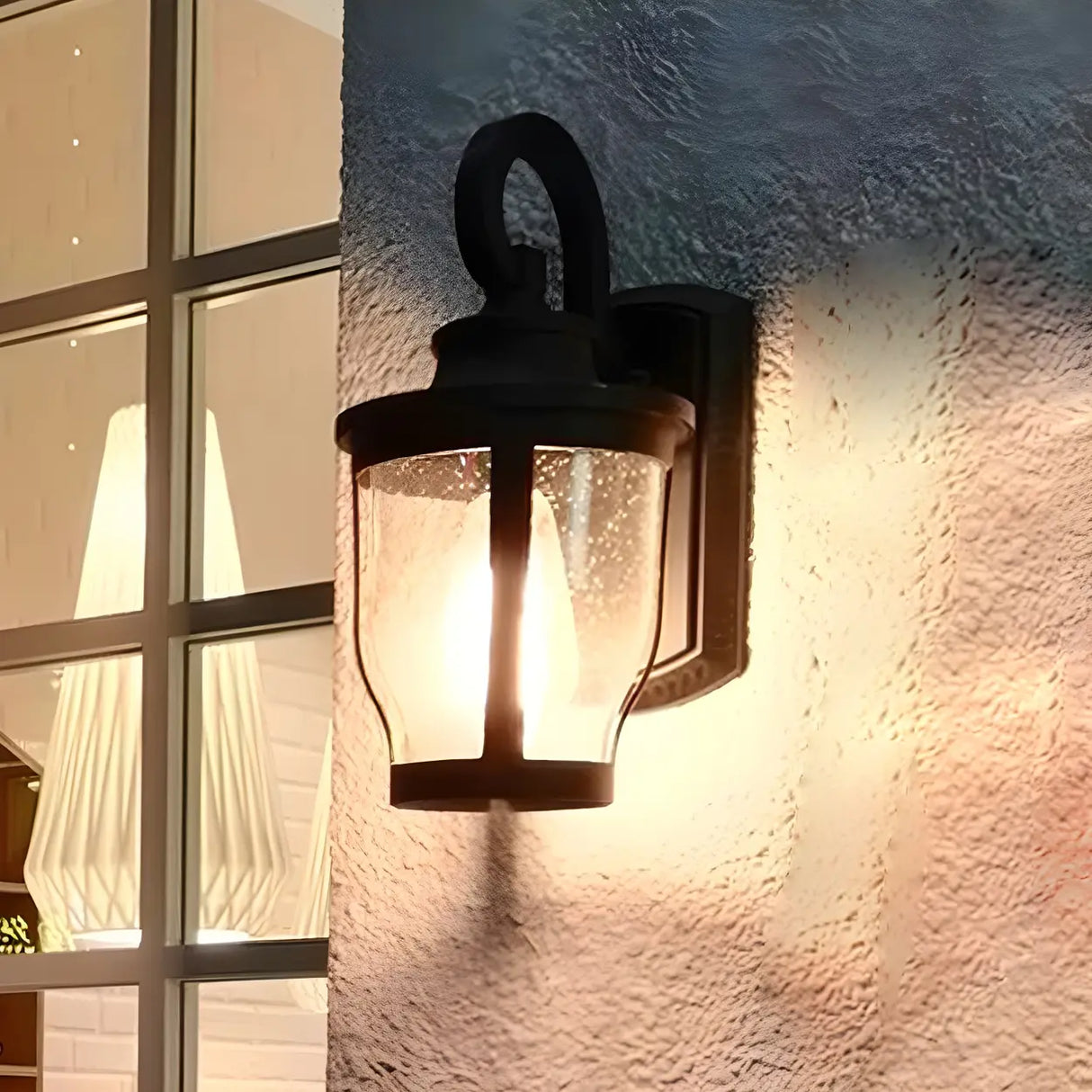 Industrial Gooseneck Glass Outdoor Black Wall Lamp Image - 3