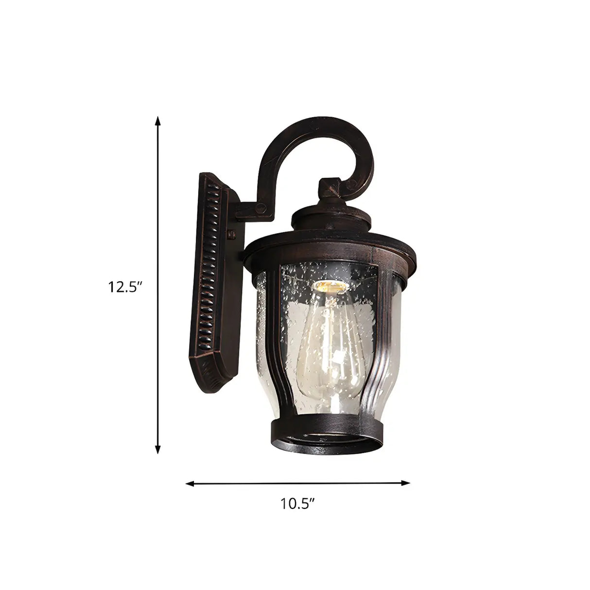 Industrial Gooseneck Glass Outdoor Black Wall Lamp