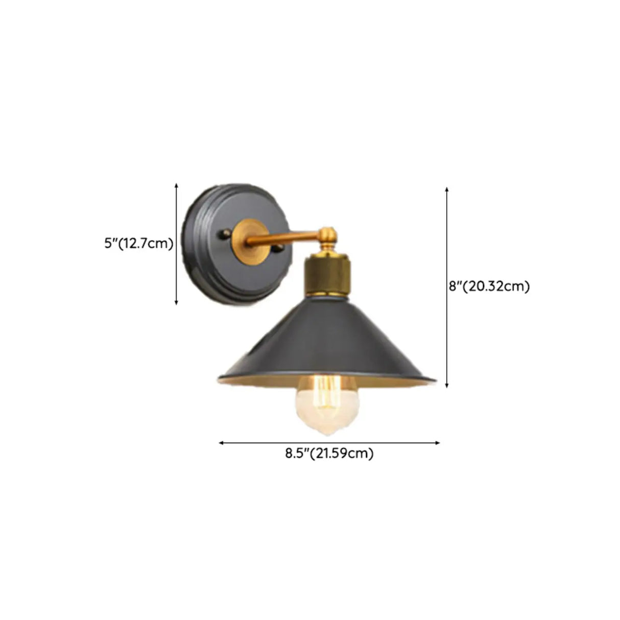Industrial Gray Cone LED External Metal Wall Sconce