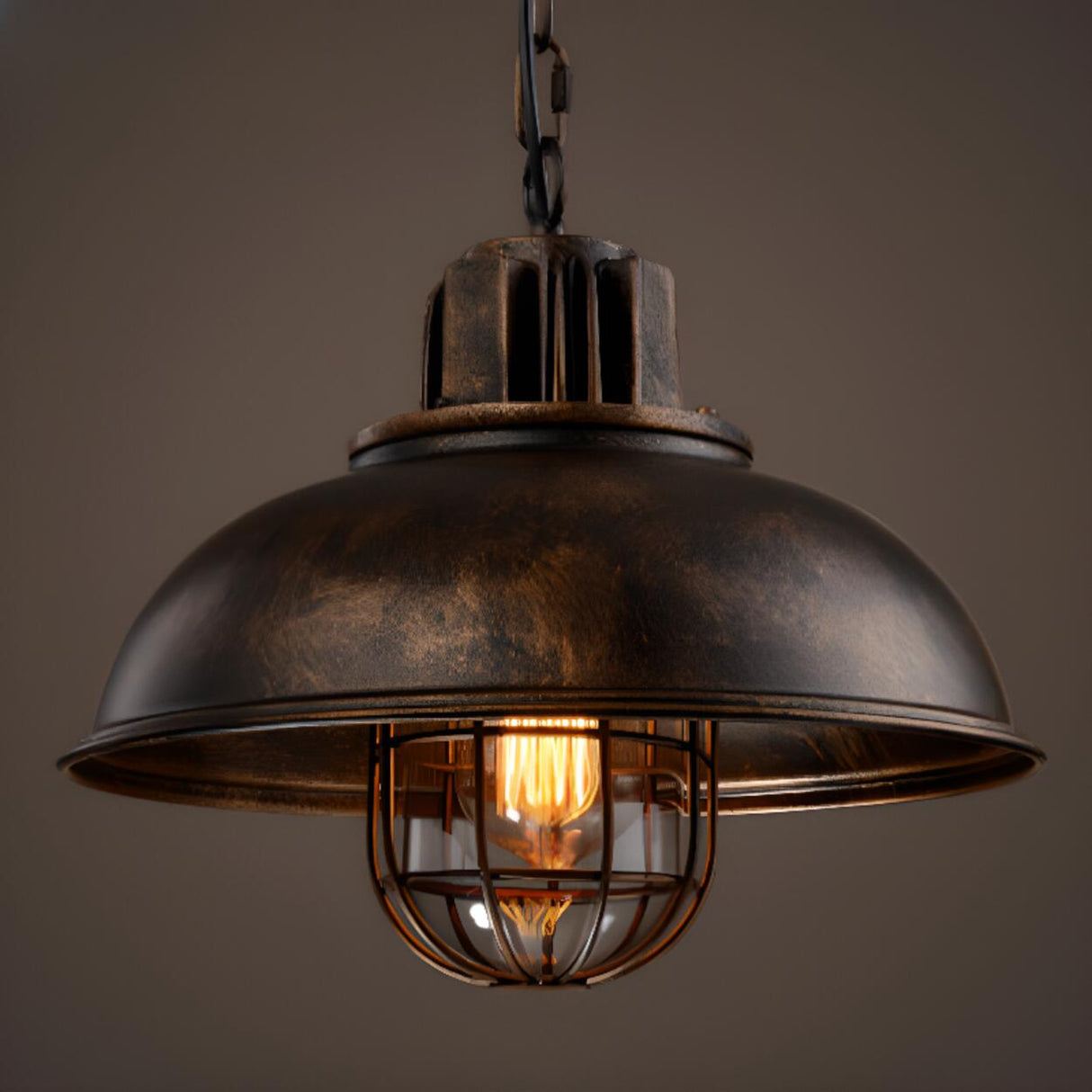 Industrial Iron Chain Dome Kitchen Island Pendant Light Image - 3