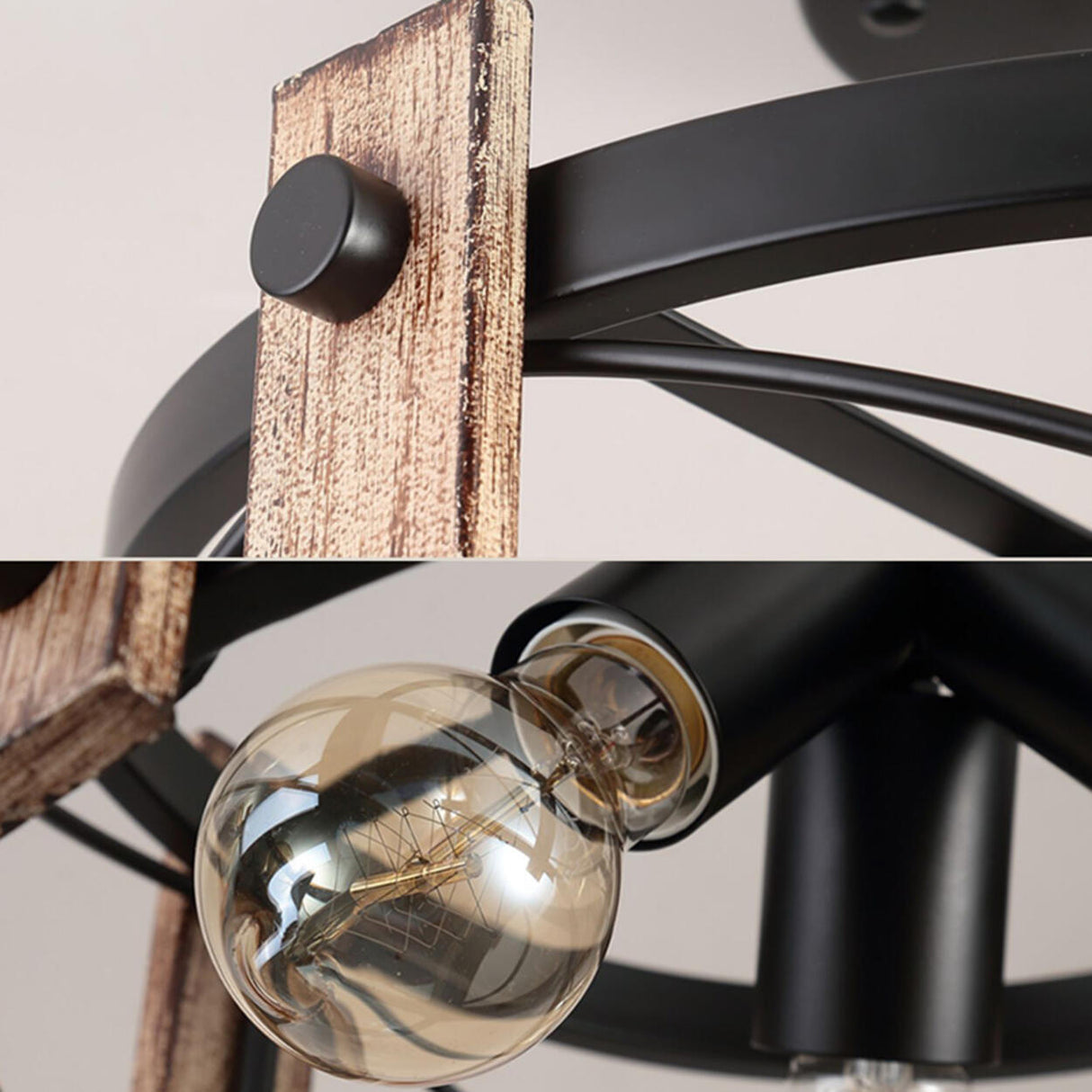 Industrial Iron Cylinder Semi-Flush Mount Light 3-Light Image - 10