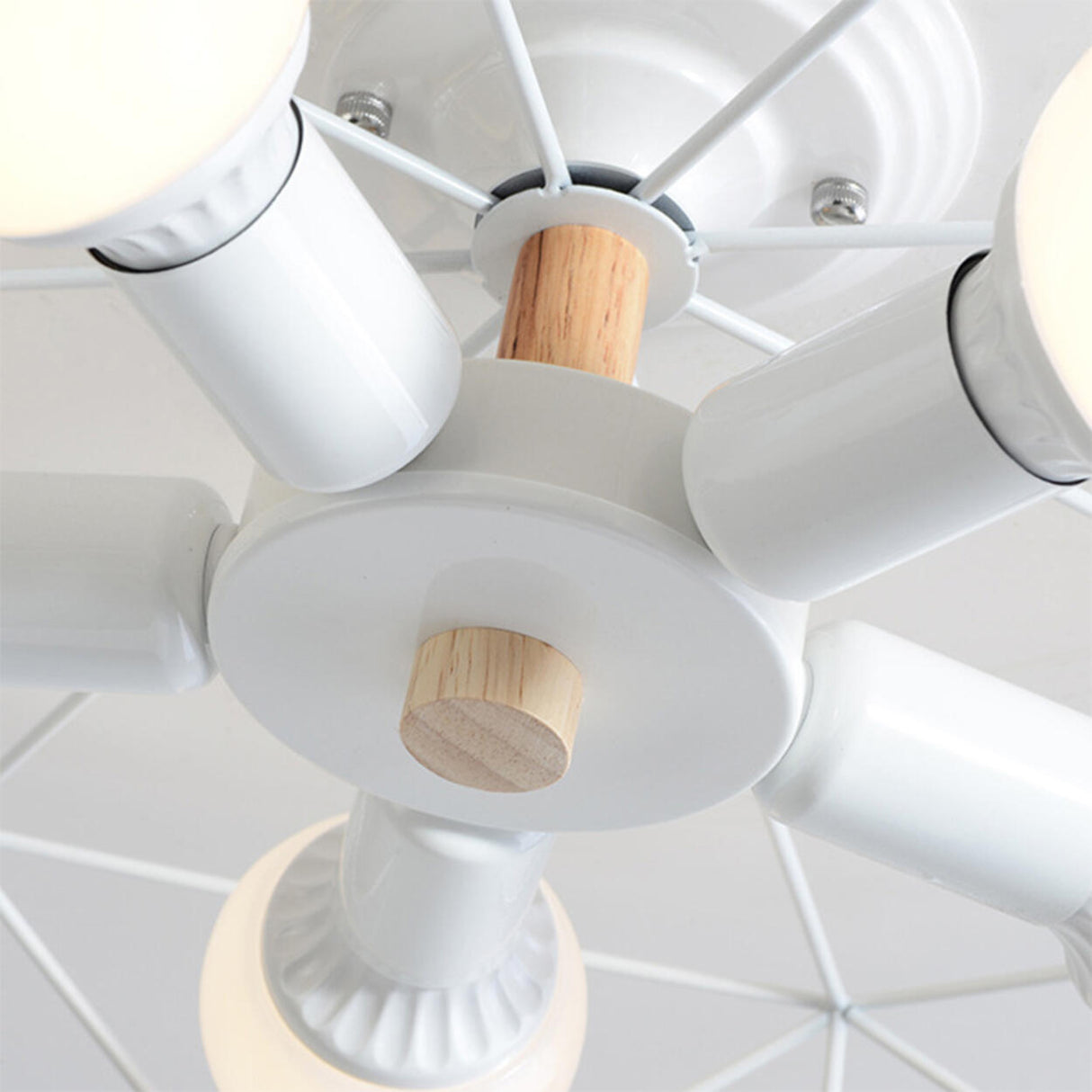 Industrial Iron Gold Drum Semi-Flush Mount Lamp 5-Light Image - 11