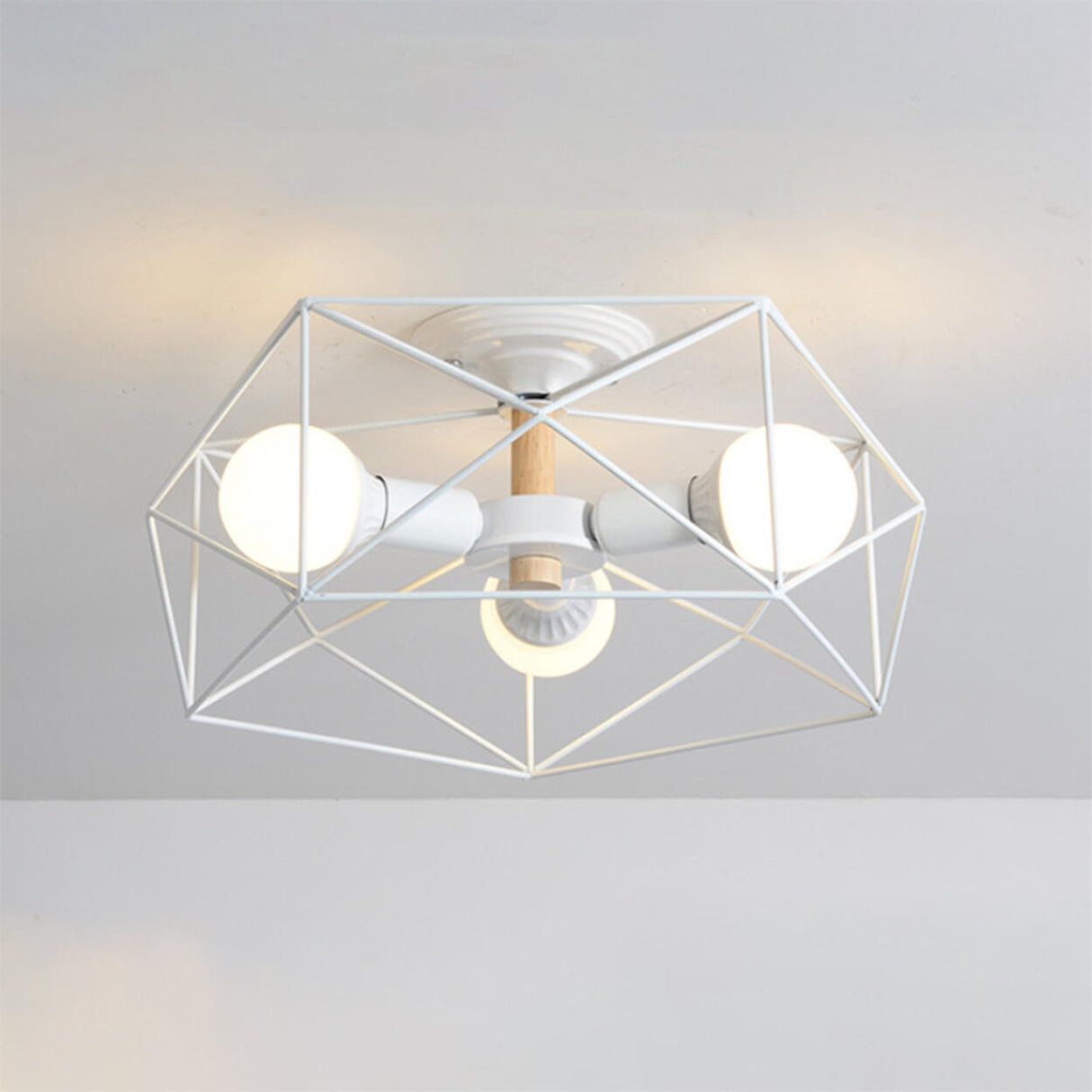 Industrial Iron Gold Drum Semi-Flush Mount Lamp 5-Light Image - 13