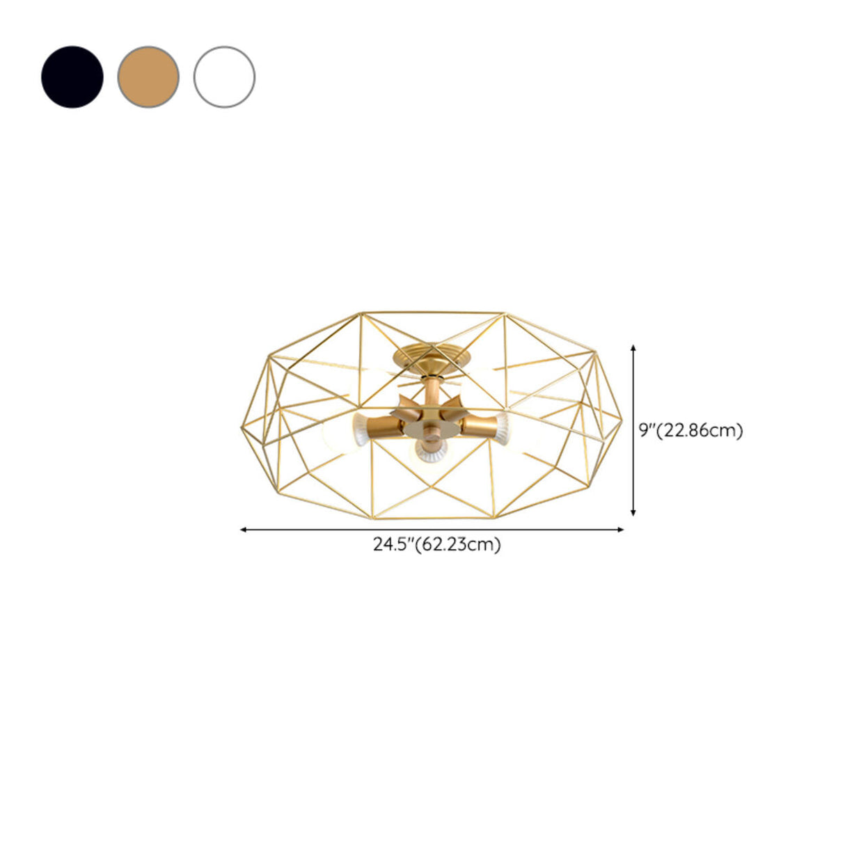 Industrial Iron Gold Drum Semi-Flush Mount Lamp 5-Light Image - 21