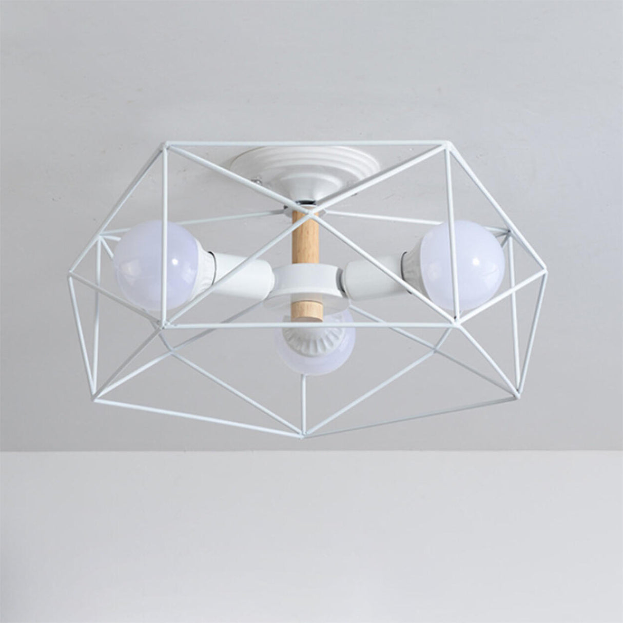 Industrial Iron Gold Drum Semi-Flush Mount Lamp 5-Light Image - 6