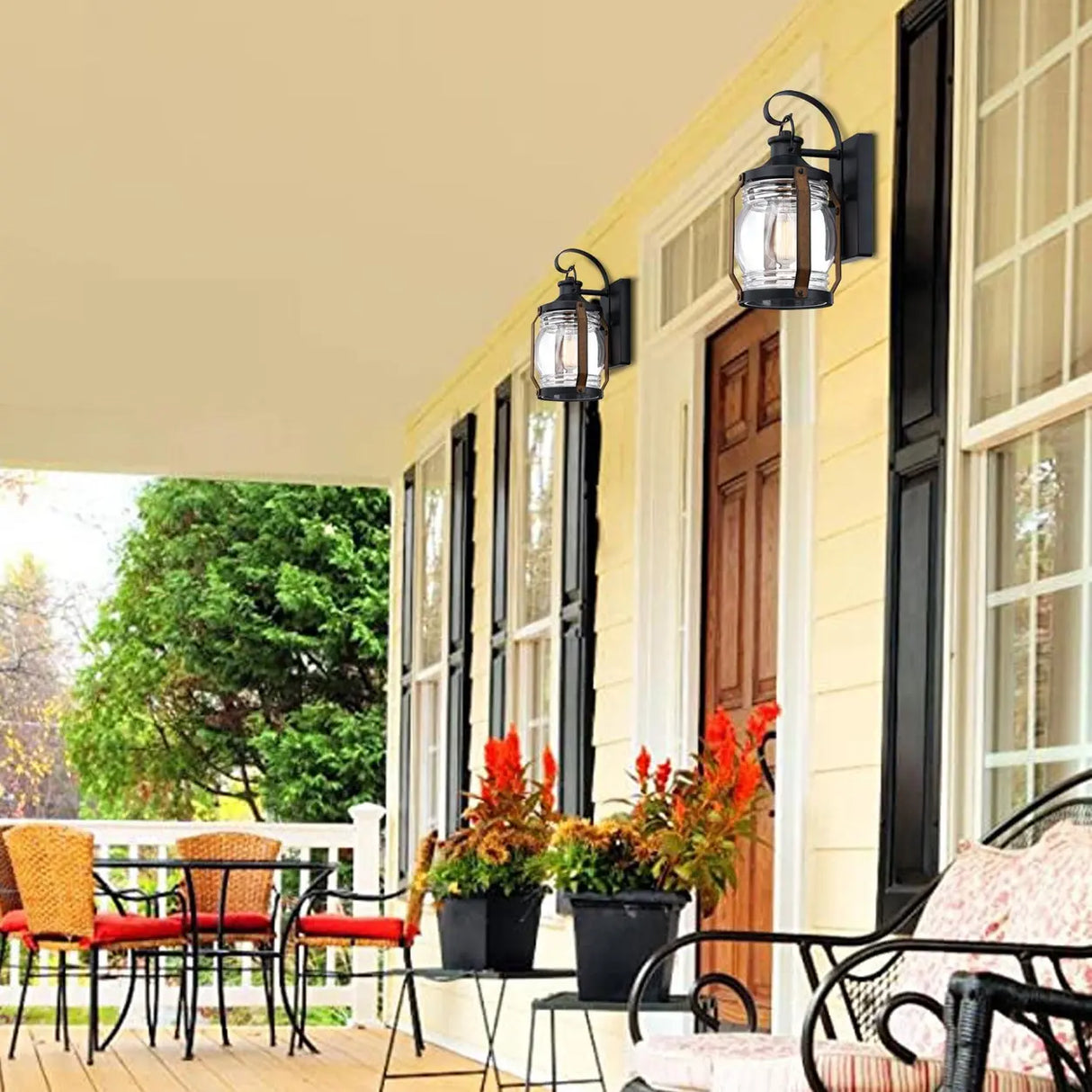 Industrial Lantern Outdoor Vintage Black Wall Light Image - 2