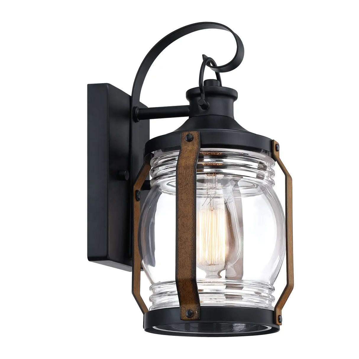 Industrial Lantern Outdoor Vintage Black Wall Light Image - 5