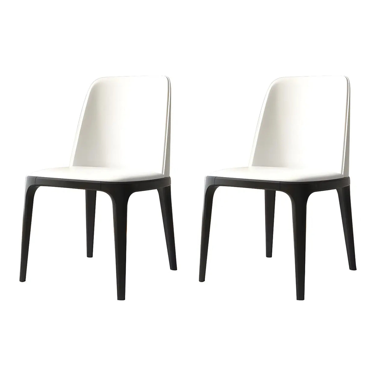 Industrial Leather Dining Side Chair with Ash Wood Legs Image - 11