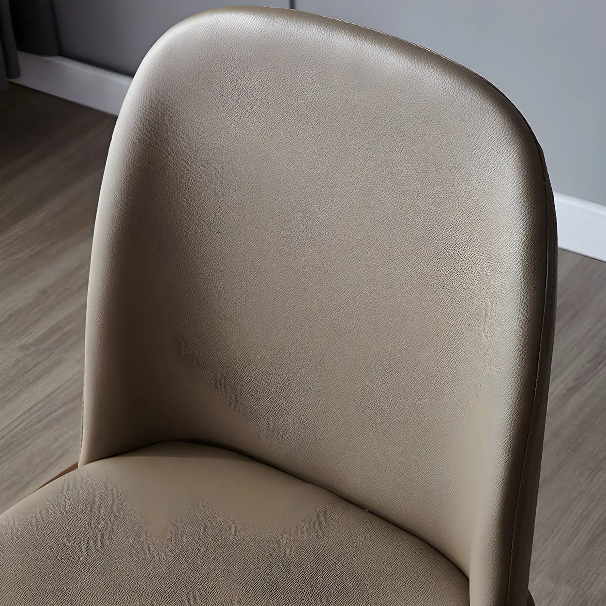 Industrial Leather Dining Side Chair with Ash Wood Legs Image - 12