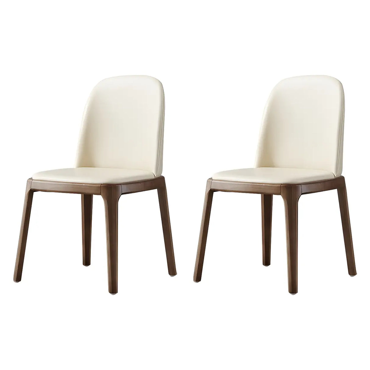 Industrial Leather Dining Side Chair with Ash Wood Legs Image - 5