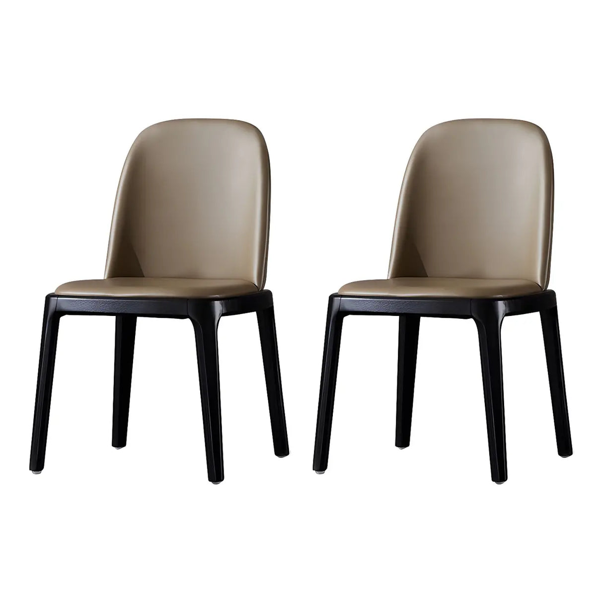 Industrial Leather Dining Side Chair with Ash Wood Legs Image - 8