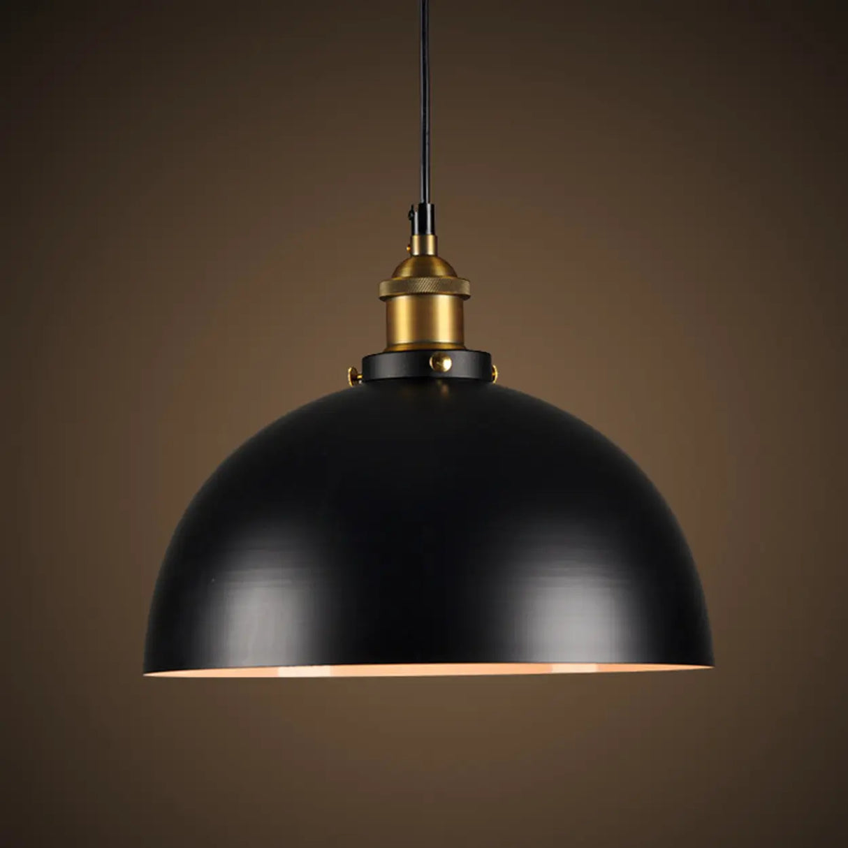 Industrial Matte Black Metal Dome Pendant Light Image - 2