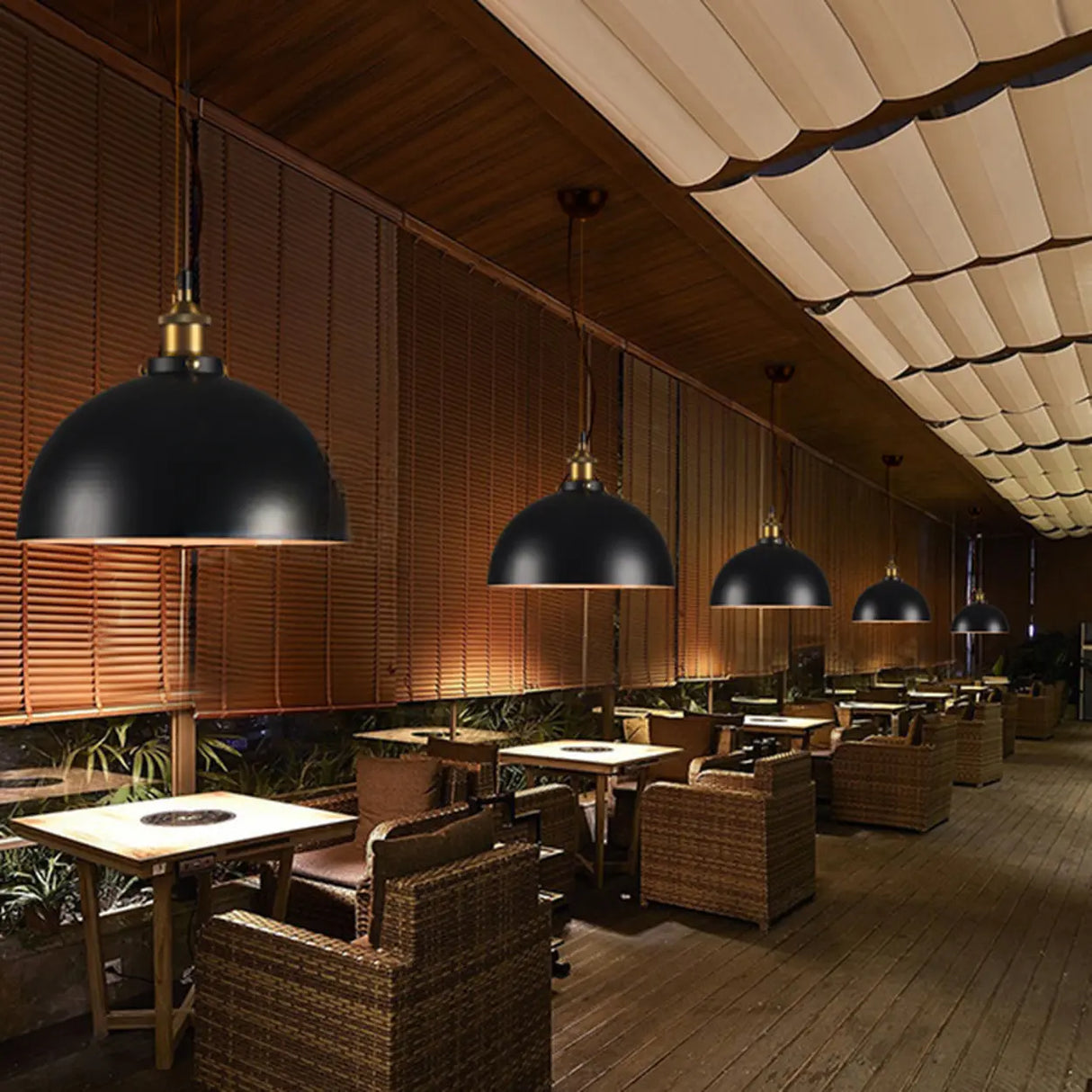 Industrial Matte Black Metal Dome Pendant Light Image - 3