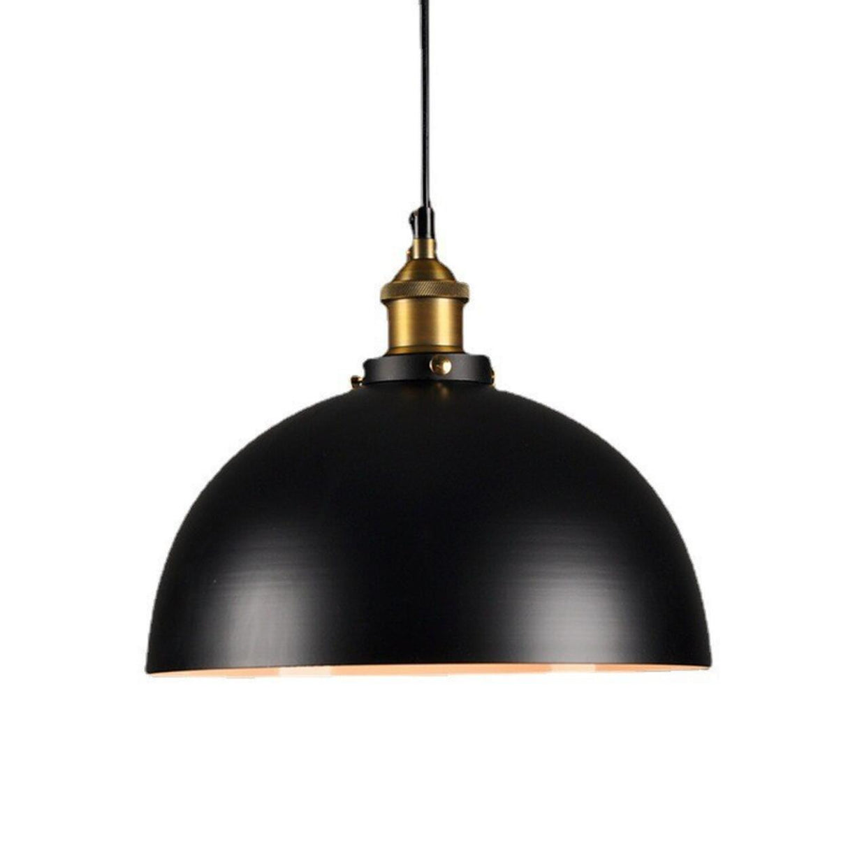 Industrial Matte Black Metal Dome Pendant Light Image - 5