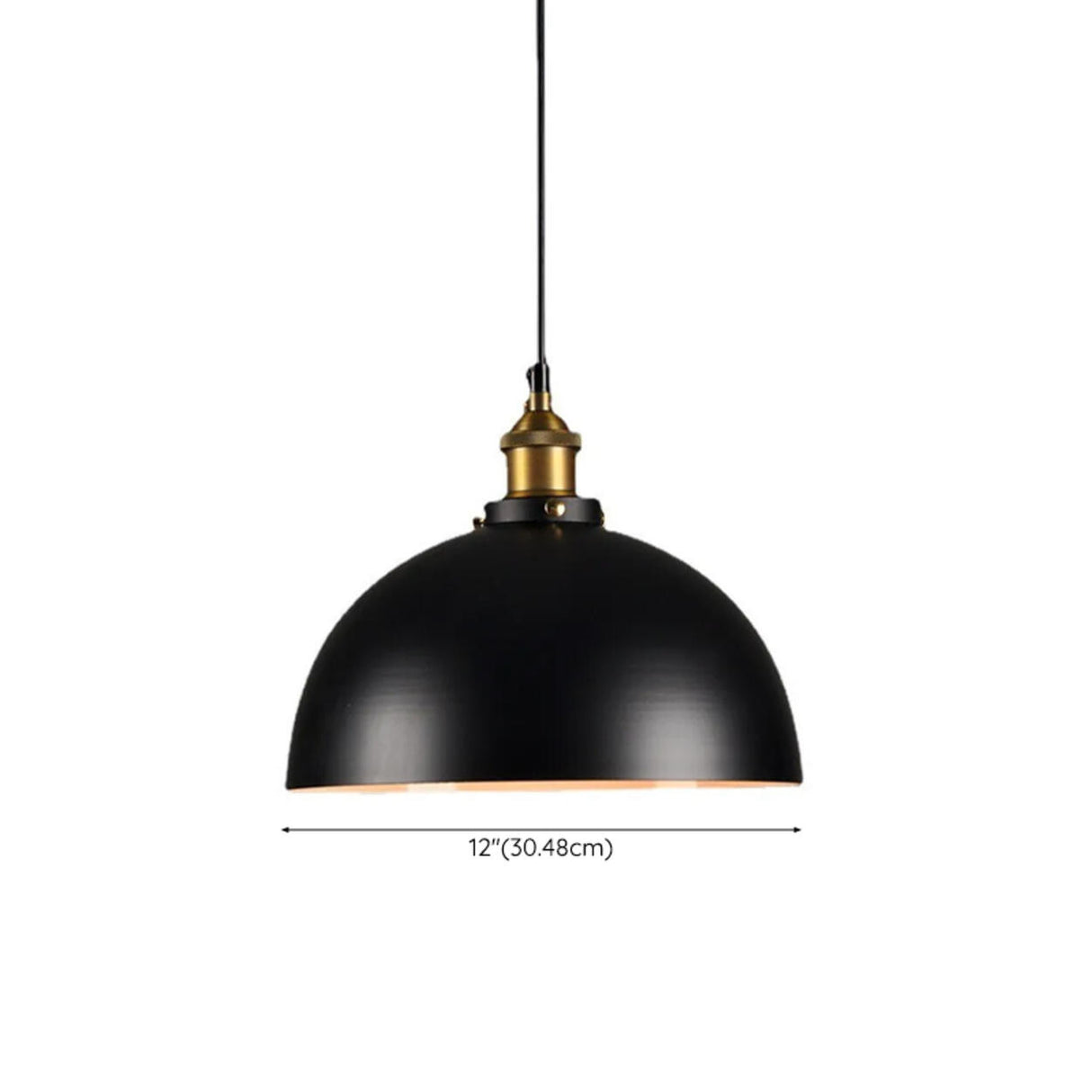 Industrial Matte Black Metal Dome Pendant Light