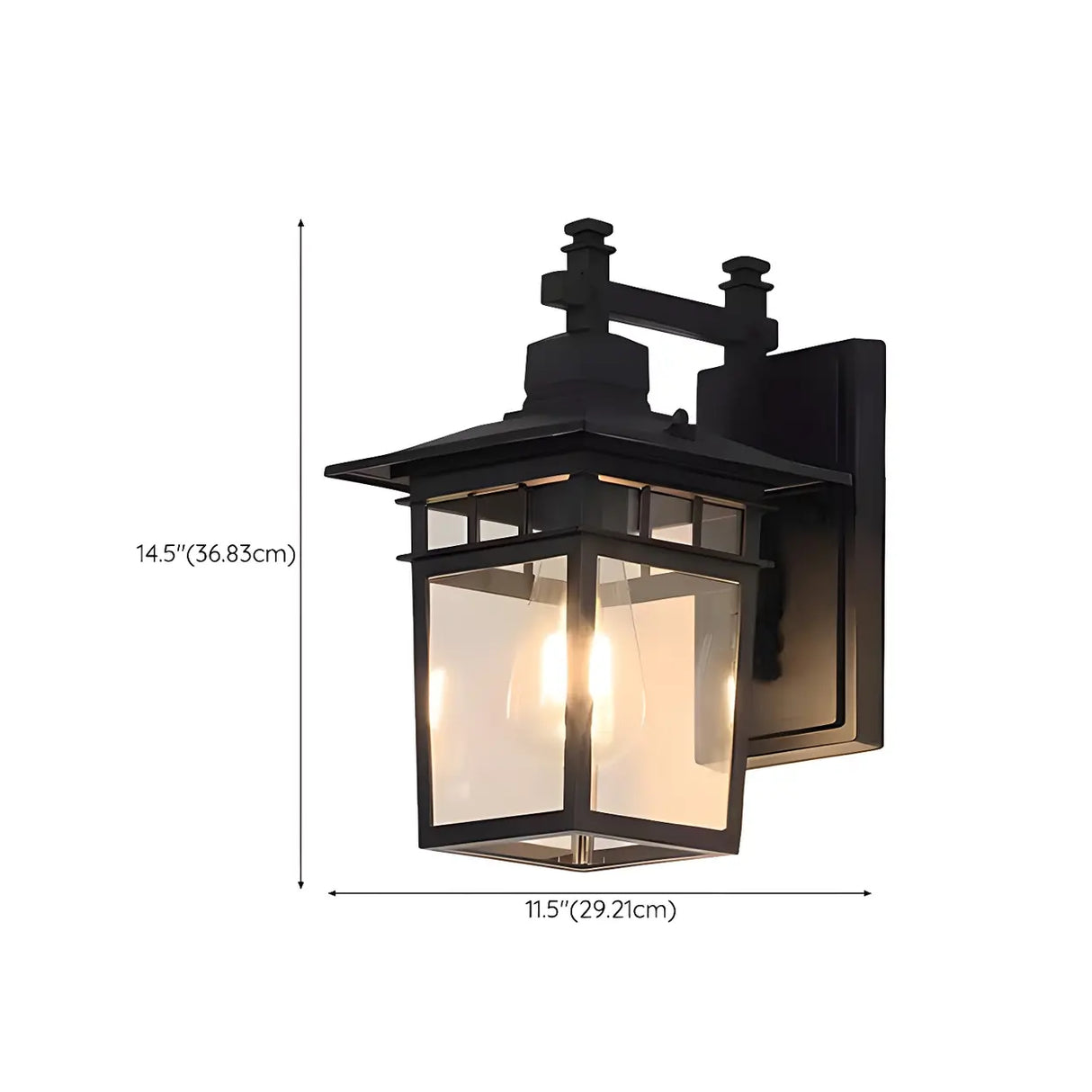 Industrial Metal Black External Lantern Wall Sconce Image - 13