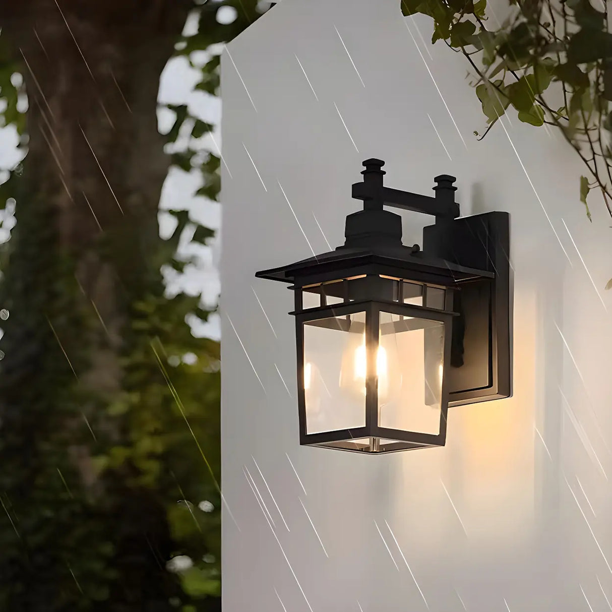 Industrial Metal Black External Lantern Wall Sconce Image - 4