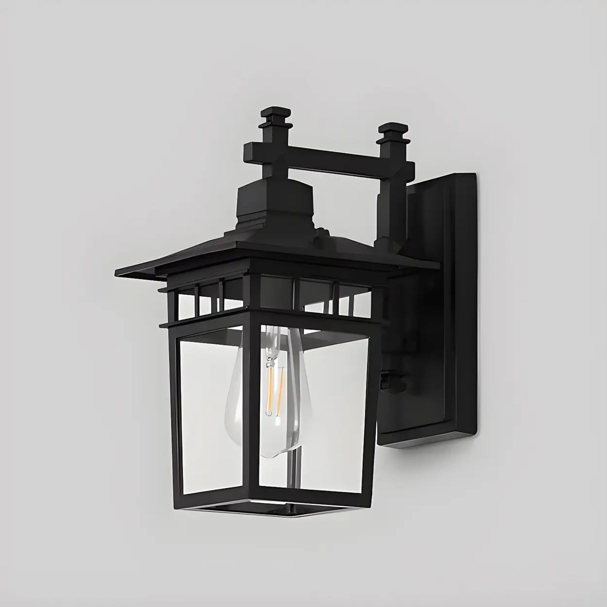 Industrial Metal Black External Lantern Wall Sconce Image - 5
