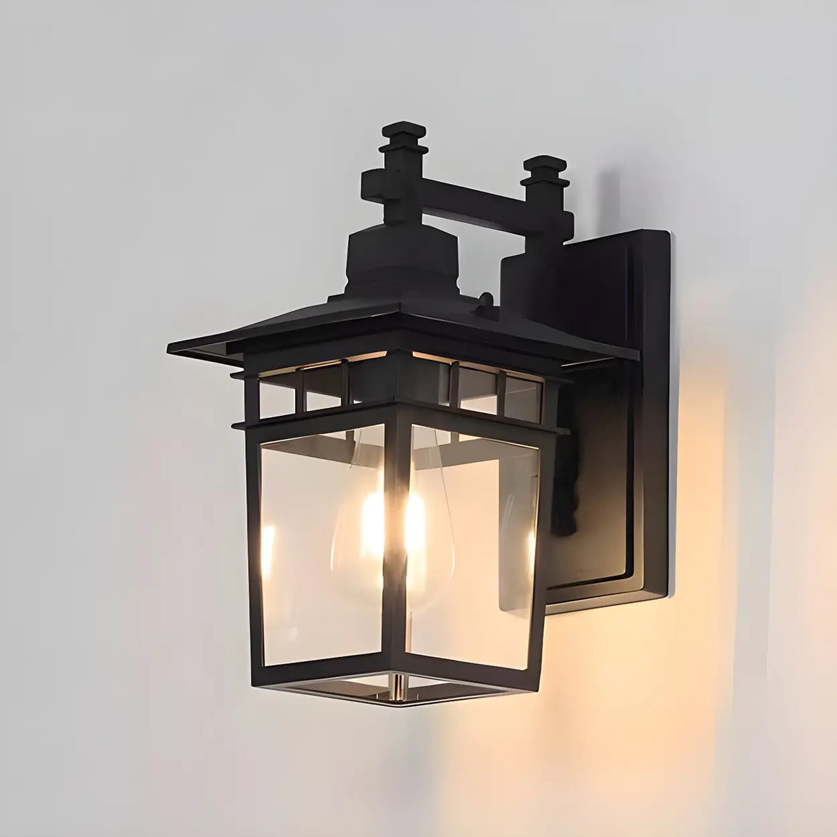 Industrial Metal Black External Lantern Wall Sconce Image - 6