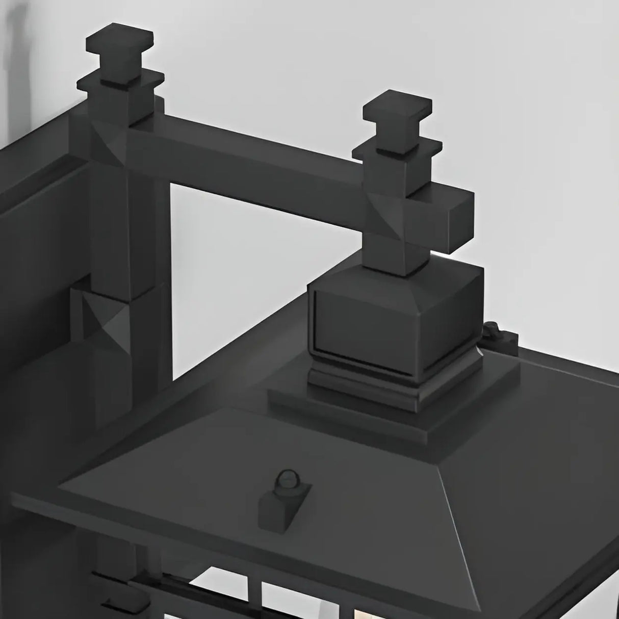 Industrial Metal Black External Lantern Wall Sconce Image - 7