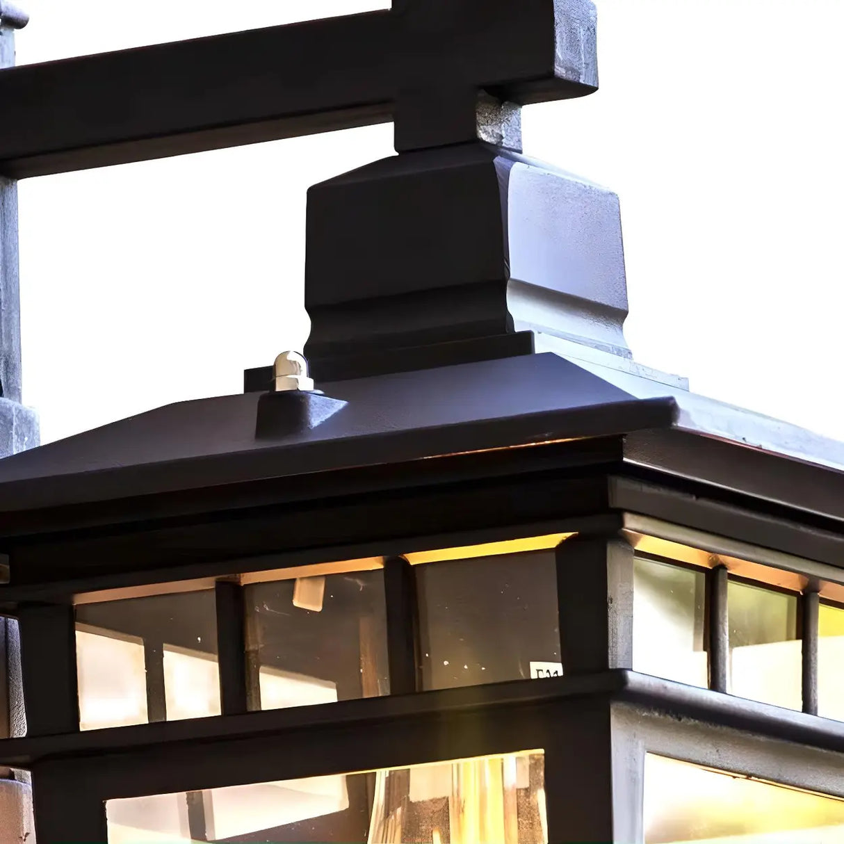 Industrial Metal Black External Lantern Wall Sconce Image - 8