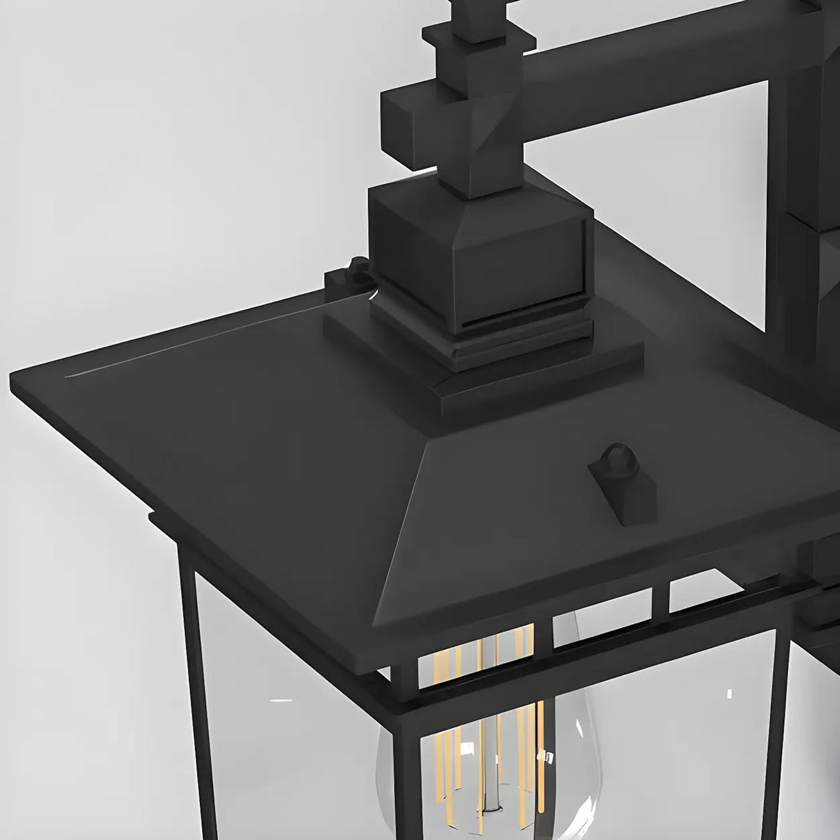 Industrial Metal Black External Lantern Wall Sconce Image - 9