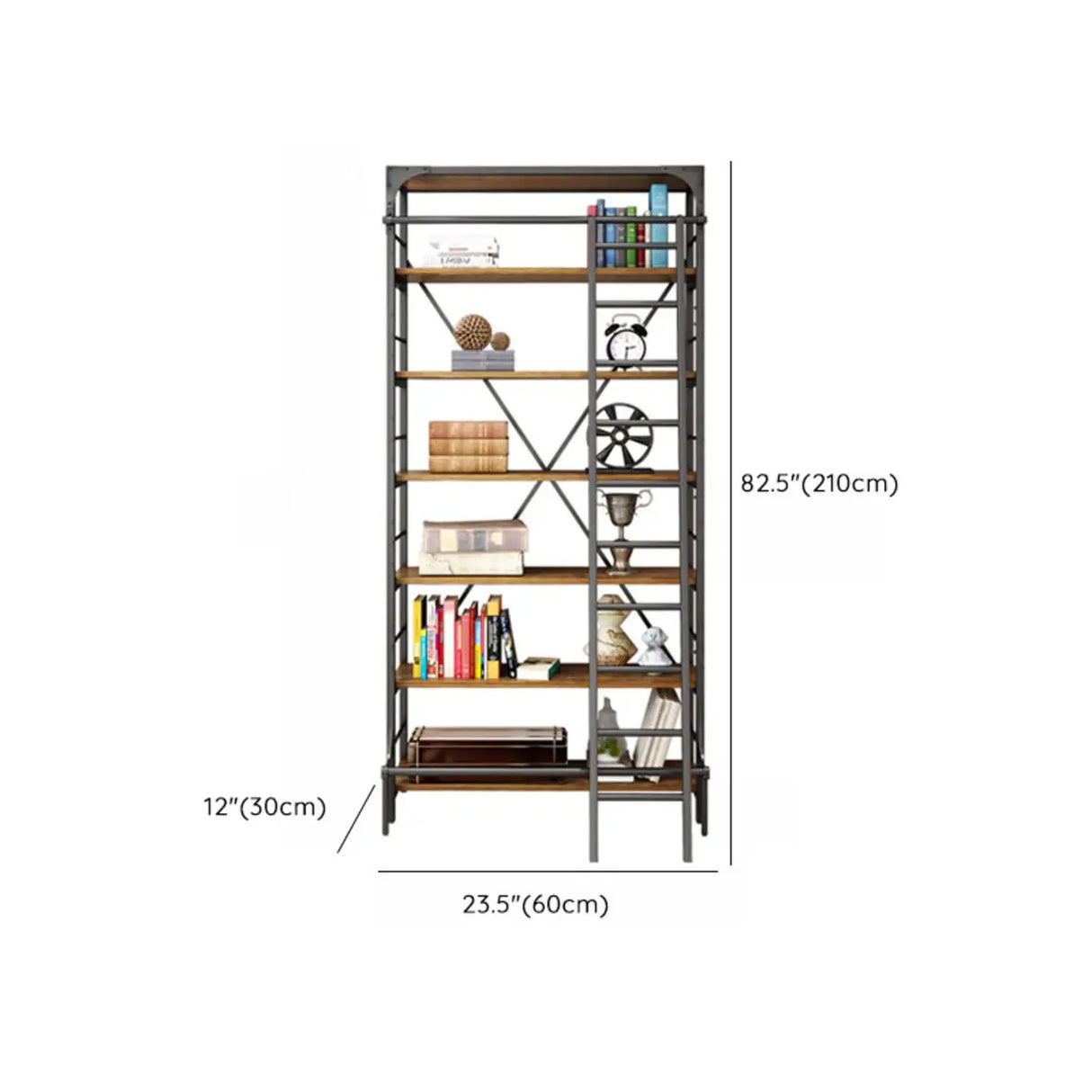 Industrial Metal Frame Large 6-Layer Storage Bookshelf Image - 11