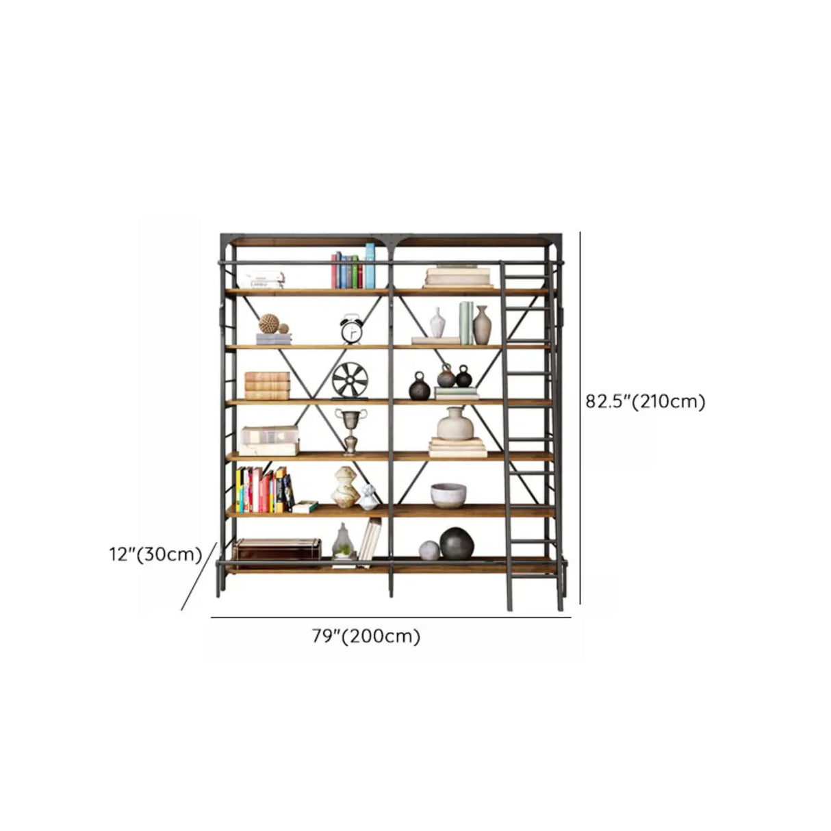 Industrial Metal Frame Large 6-Layer Storage Bookshelf Image - 13