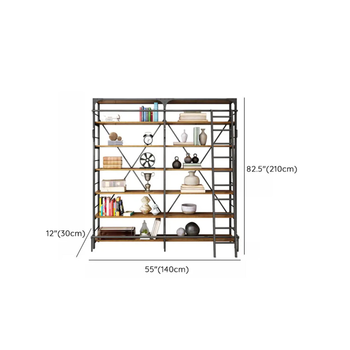 Industrial Metal Frame Large 6-Layer Storage Bookshelf Image - 16