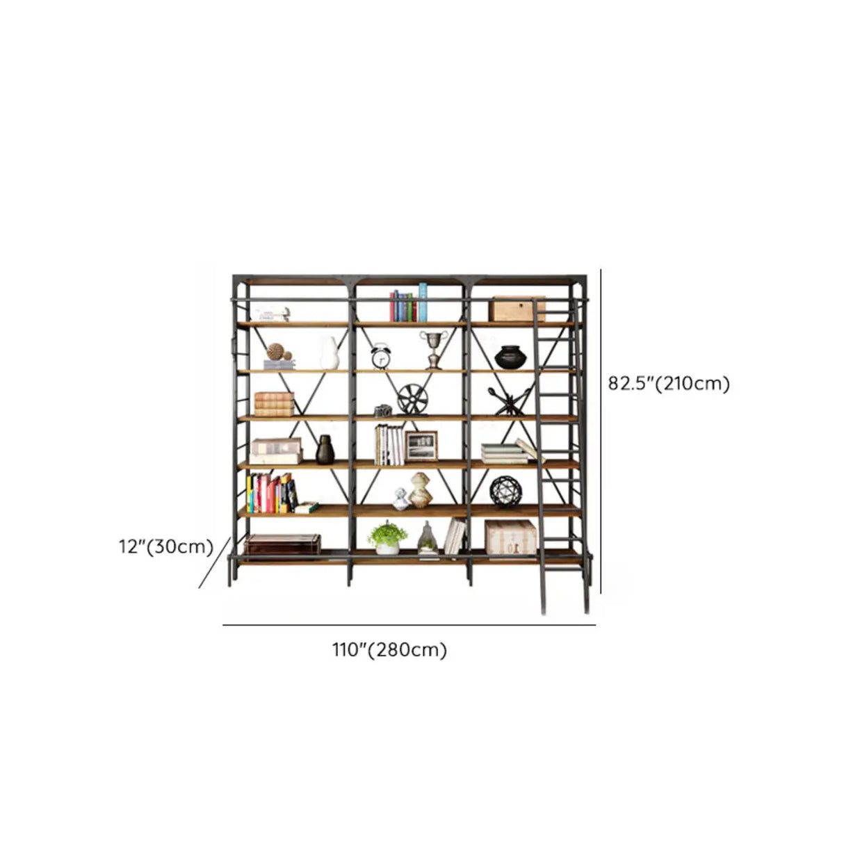 Industrial Metal Frame Large 6-Layer Storage Bookshelf Image - 19
