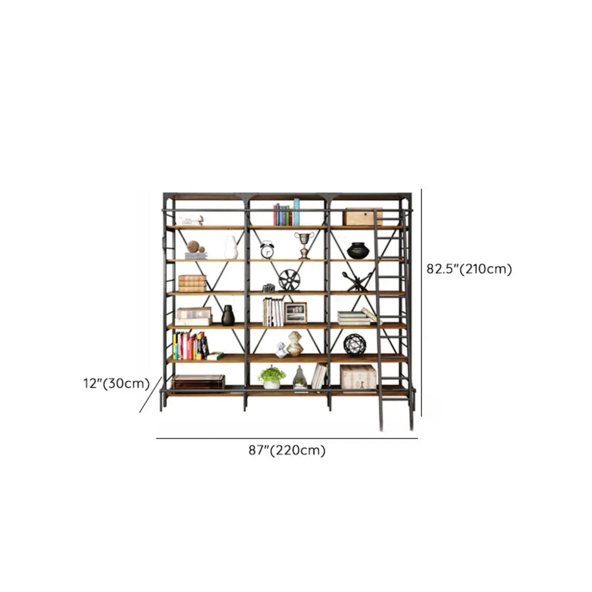 Industrial Metal Frame Large 6-Layer Storage Bookshelf Image - 21