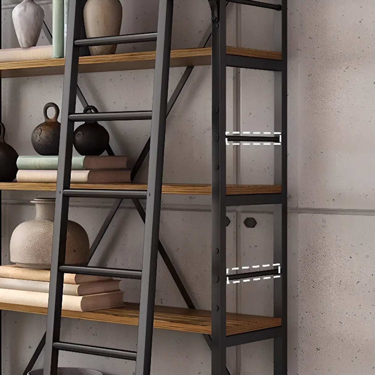 Industrial Metal Frame Large 6-Layer Storage Bookshelf Image - 6