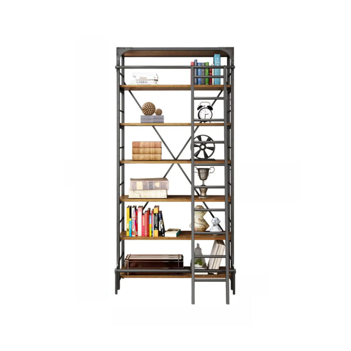 Industrial Metal Frame Large 6-Layer Storage Bookshelf Image - 9