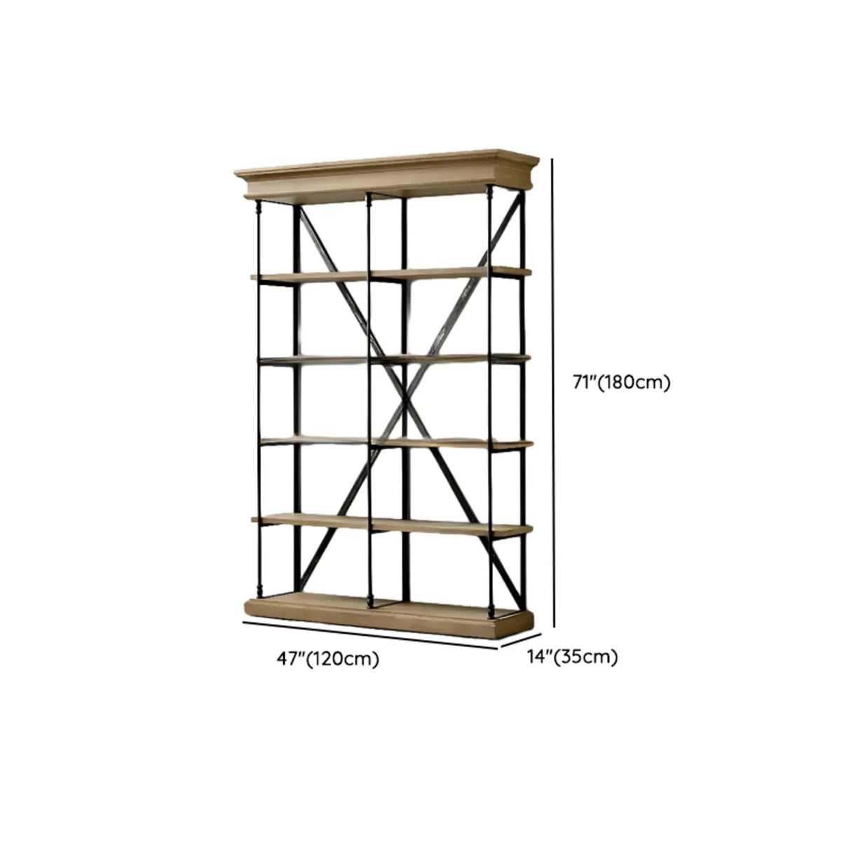 Industrial Metal Frame Oak Display Etagere Bookshelf Image - 13