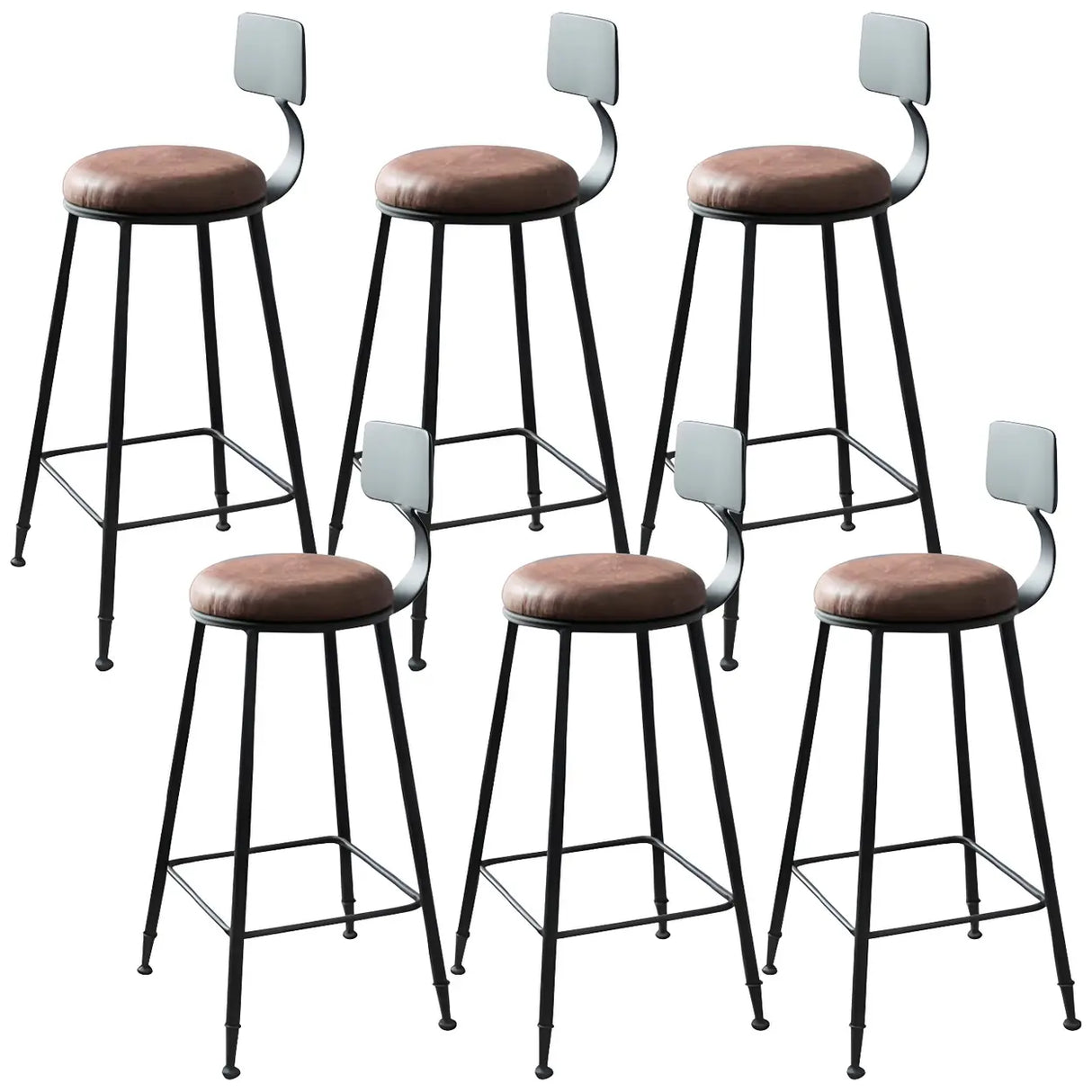 Industrial Metal Frame Wood Square Bar Stool with Backrest Image - 17
