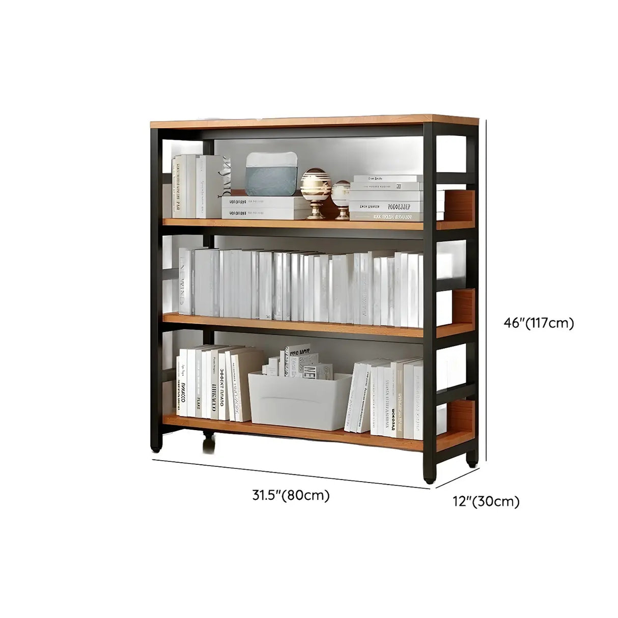 Industrial Oak Metal Large Open Back Storage Bookcase Image - 35