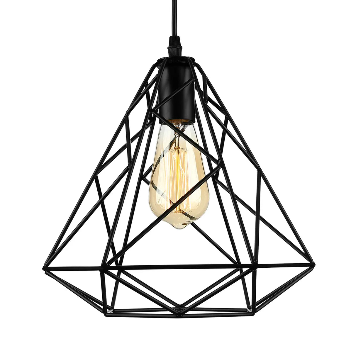 Industrial Mini Black Diamond Caged Pendant Light Image - 3