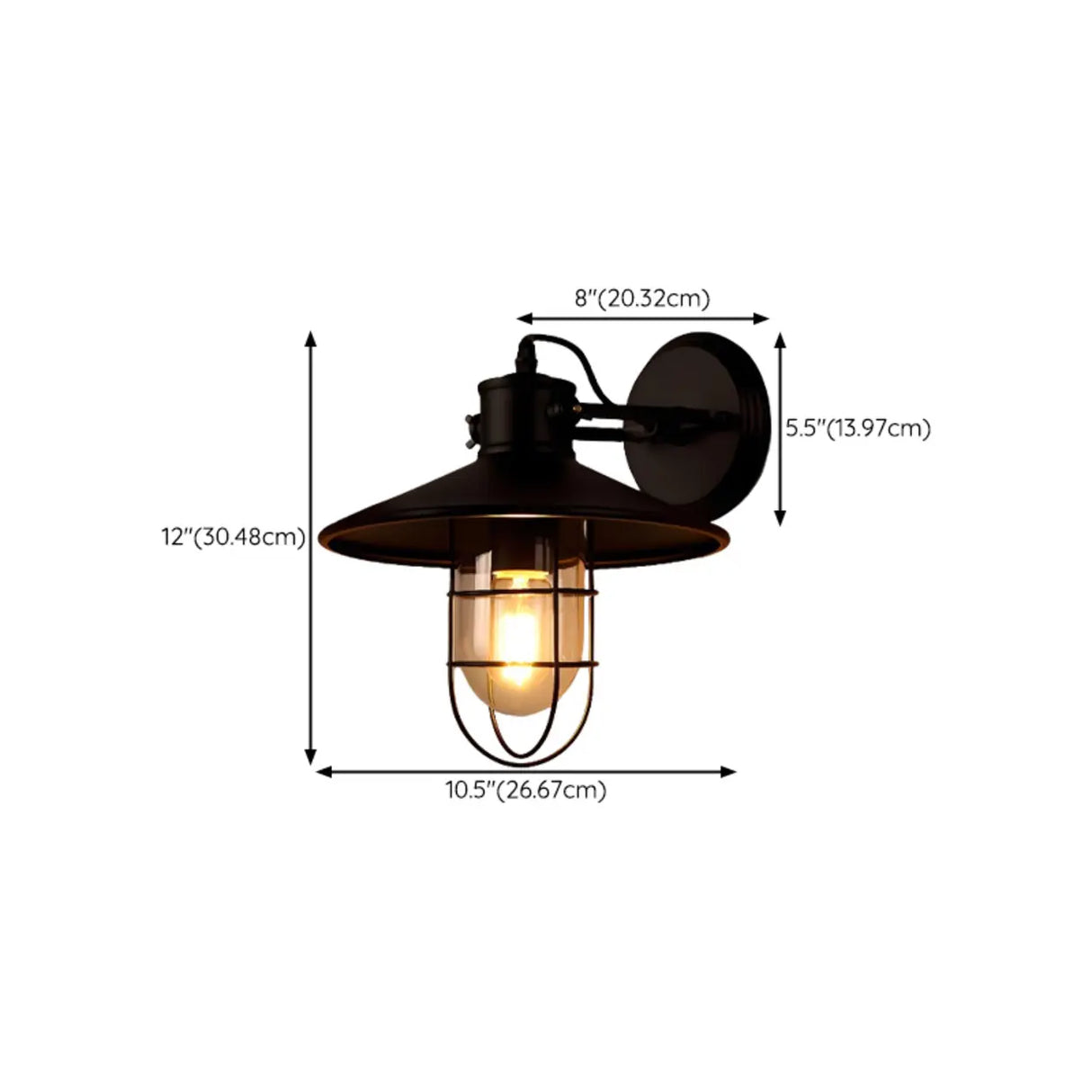 Industrial Mini Black Metal Cage LED Wall Sconce