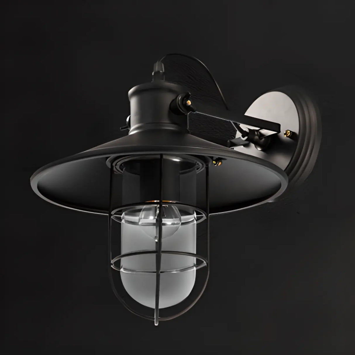 Industrial Mini Black Metal Cage LED Wall Sconce Image - 5